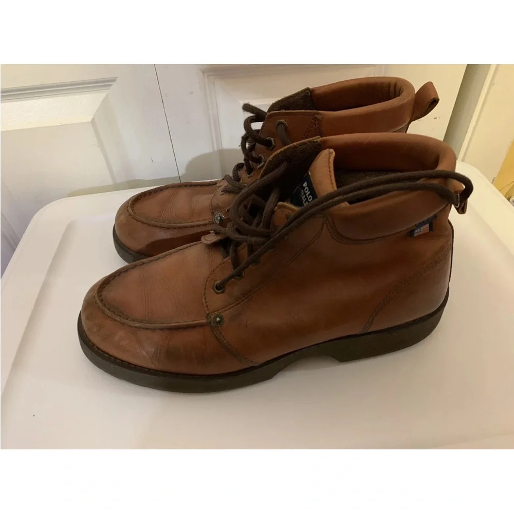 Ralph Lauren Polo Jeans Co. mens 12 brown‎ Leather Boots perfectly distressed